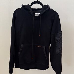 YoungLA Black Hoodie with Orange Accents